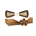 Wooden bow tie with handkerchiefs and wooden brooch Gaira 709225