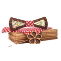 Wooden bow tie with handkerchiefs and wooden brooch Gaira 709225